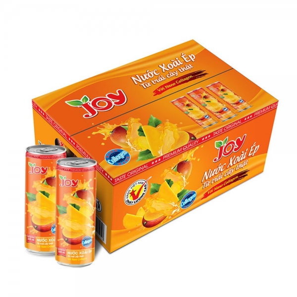 Thùng 24 lon 325ml Nước Xoài Ép với Nano Collagen – Thương hiệu JOY