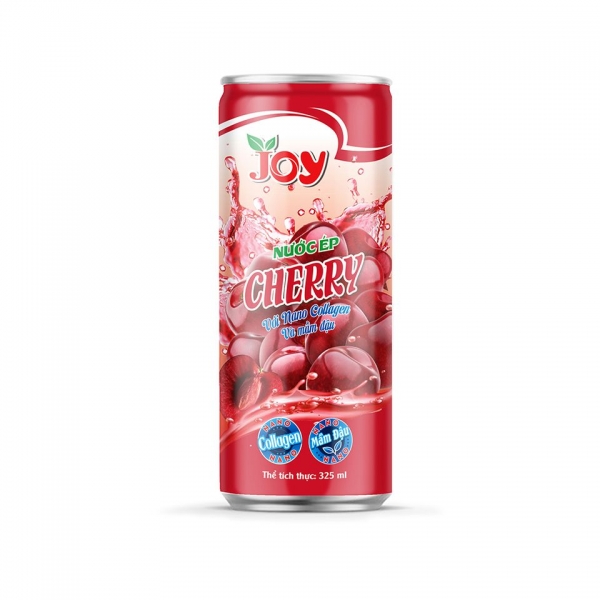 Thùng 24 lon Nước ép Cherry với Nano Collagen & Mầm đậu 325ml - Thương Hiệu JOY